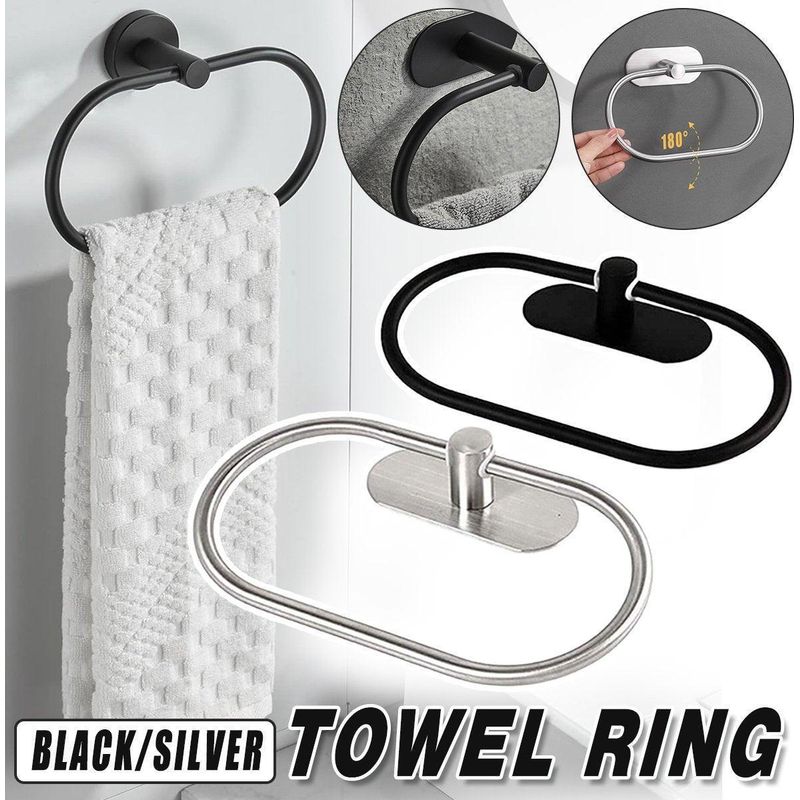 Ovaler, Wandmontierter Handtuchhalter Aus Silberfarbenem Edelstahl