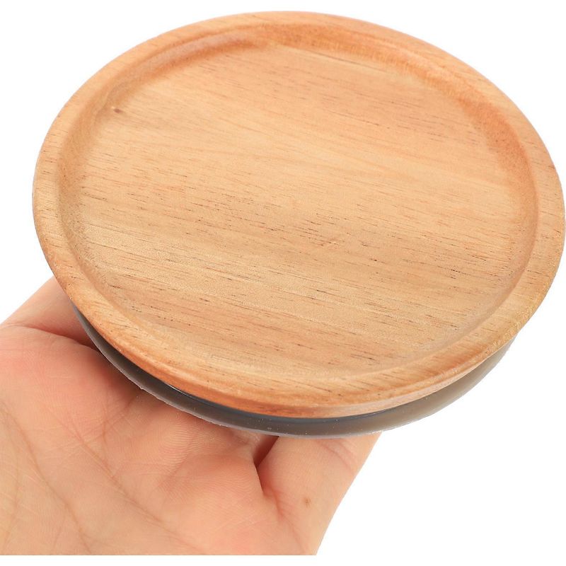 Set Mit 4 Holzdeckeln Mit Weiter Öffnung Für Vorratsgläser, Runde Deckel Für Joghurtbecher