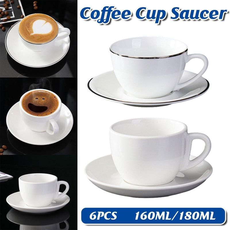 6-teiliges Keramik-kaffeeset, Tasse Und Untertasse, Aprikosenfarbene Teetasse Mit Henkel, 180-ml-hotelkaffeetasse
