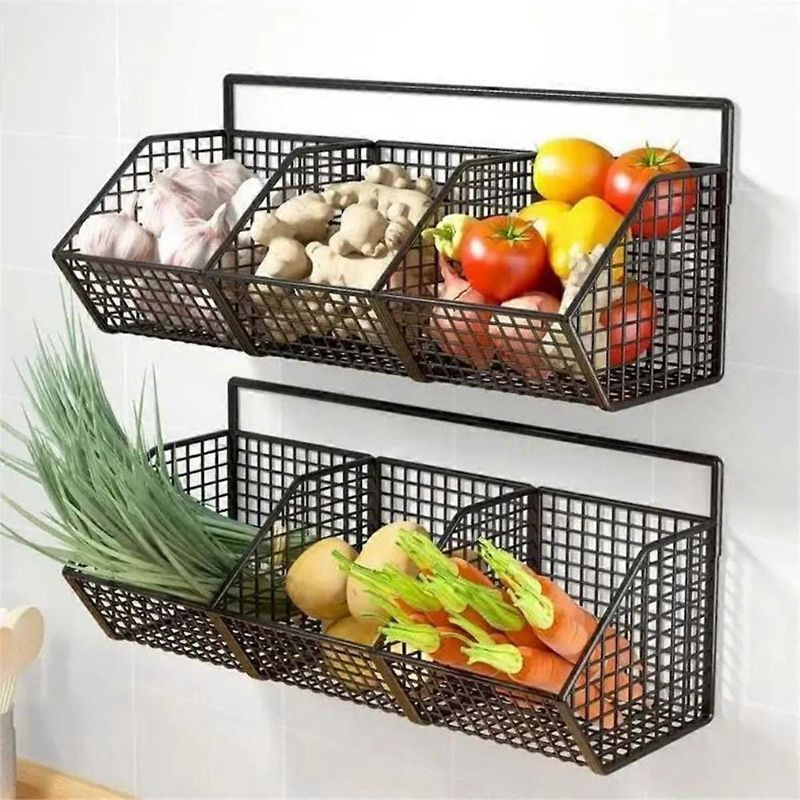 Wandmontiertes Küchenregal Für Gewürze, Gemüse Und Obst, Wandmontierter Abtropfkorb.