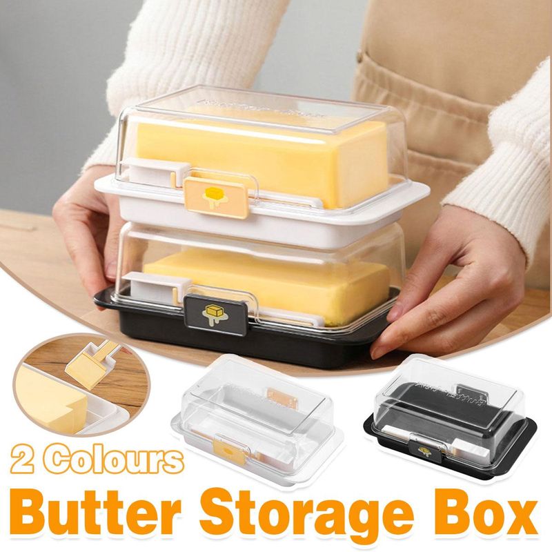 Aufbewahrungsbox Für Butter Und Käse Mit Deckel, Aus Schwarzem Kunststoff, Ideal Für Küche Und Kühlschrank.