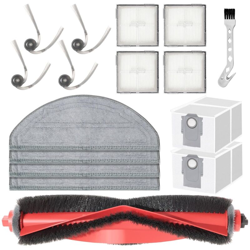 Accessoires Pour Roborock Q10 S5 / Q10 S5+ Rechange Aspirateur, 1 Brosse Principale,4 Chiffons De Lavettes,2 Sacs À Poussière 4 Brosses Latérales,4 Filtres