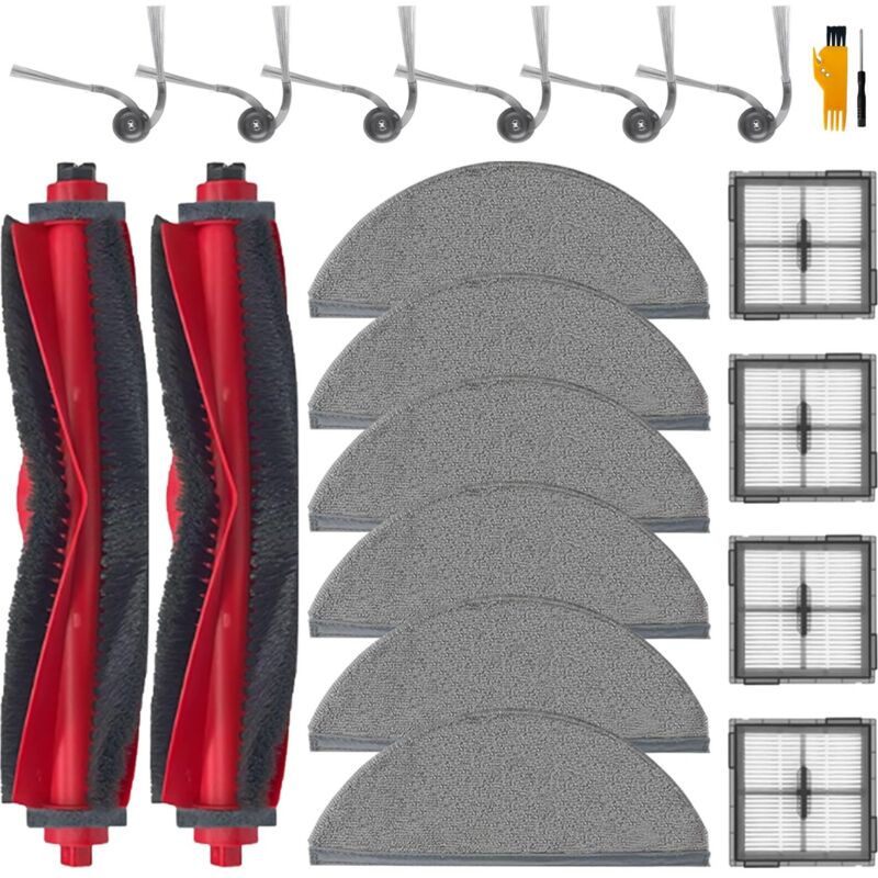Accessoires Pour Roborock Q10 X5/ Q10 X5+ Aspirateur, 2 Brosses Principales, 6 Lingettes, 4 Filtres, 6 Brosses Latérales, Q10 X5 Pièces Détachées 20 Pièces, Q10 X5+ Remplacement