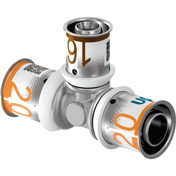 Raccord Uponor Tee Réduit À Sertir 25-16-25 Messing 0,184 Kg