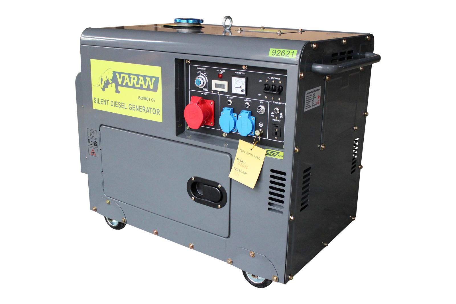 Varan Motors - 92621 Notstromaggregat Generator Stromaggregat Schallisoliert 5,5kva 400v+230v Diesel