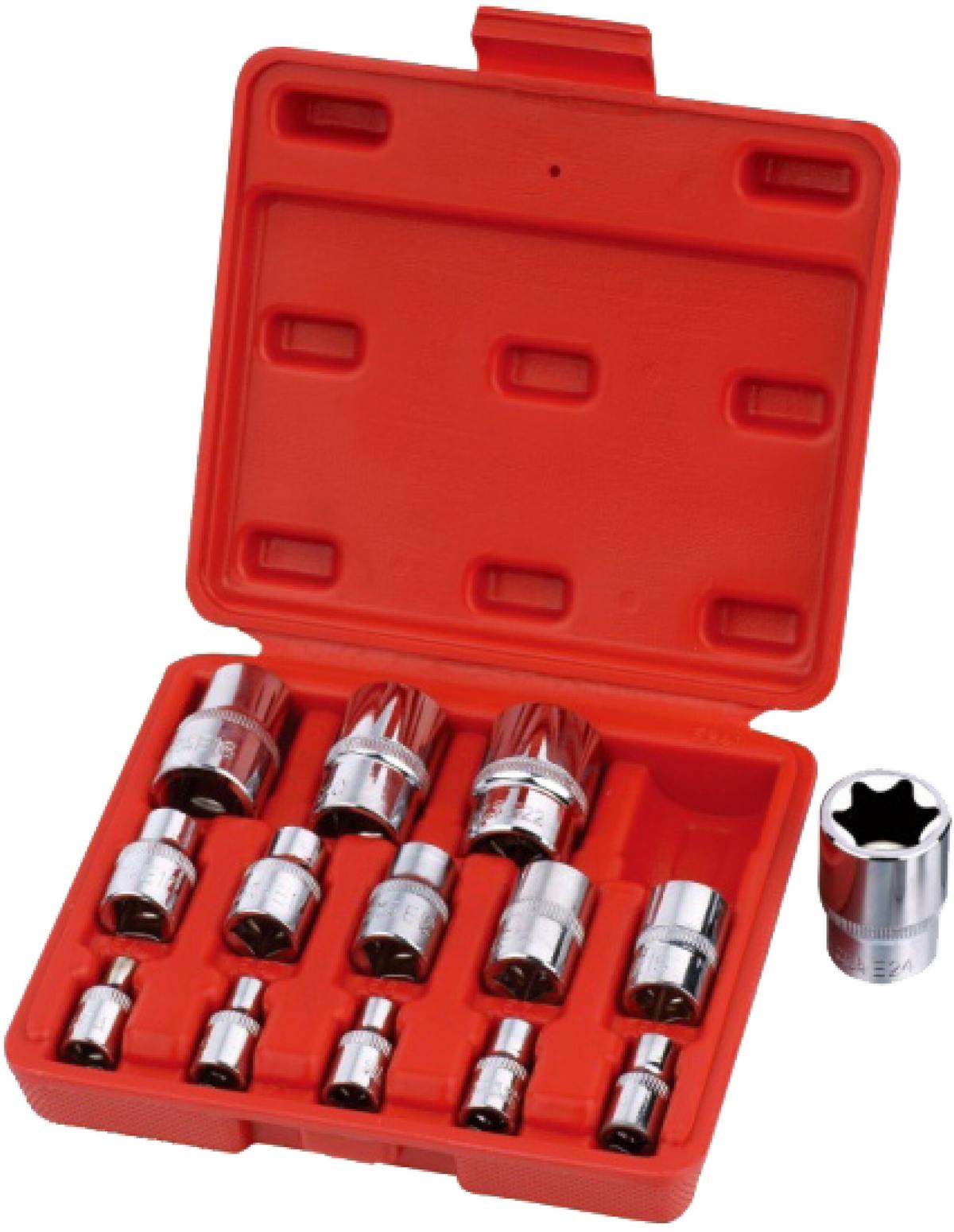 Varan Motors - Vt13024 14 Teiliges Torx E-profil Stecknuss Satz E4-e24 1/4'' 3/8'' 1/2'' Nüsse Stecknüsse