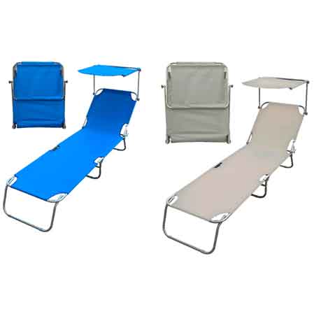 Klappbare Strandliegen Mit Sonnenschutz 187x55x24 Cm -