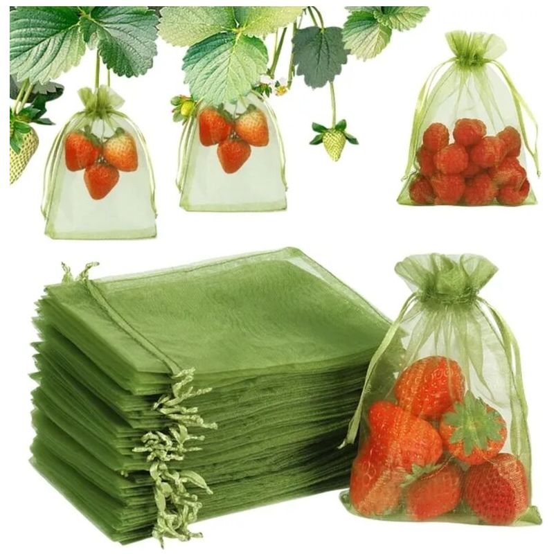 100er-packung Schutzbeutel Für Obst (30 X 40 Cm), Vogel- Und Insektenschutznetz, Feinmaschig Für Luftzirkulation, Robust Und Langlebig, Organzabeutel Mit Kordelzug, Schutz