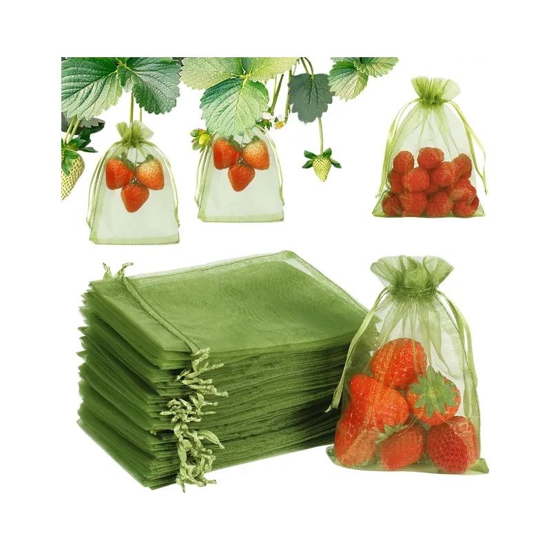100er-packung Schutzbeutel Für Obst (20 X 30 Cm), Vogel- Und Insektenschutznetz, Feinmaschig Für Luftzirkulation, Robust Und Langlebig, Organzabeutel Mit Kordelzug, Schutz