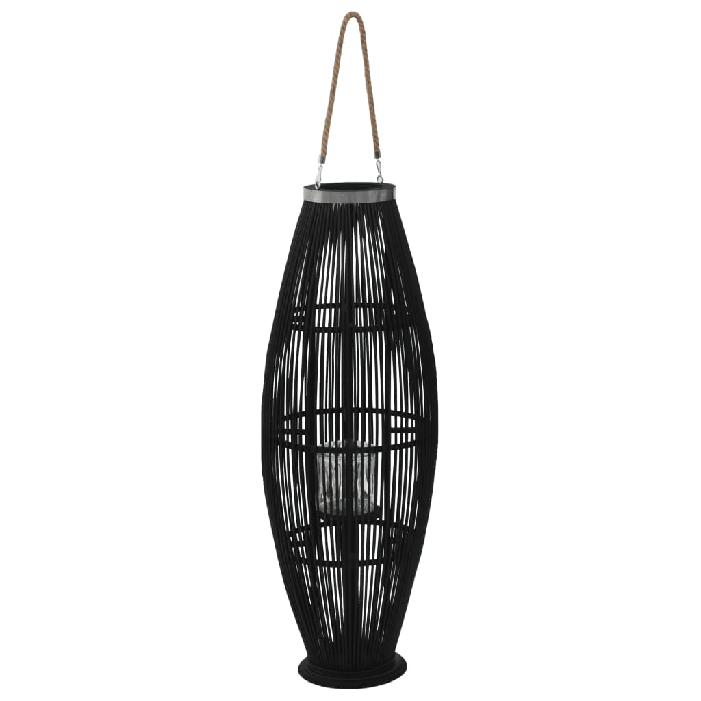 Vidaxl Hanging Candle Lantern Holder Bamboo Black 95 Cm
