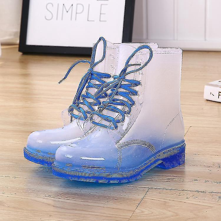 Damen-regenstiefel, Versandkostenfrei, Wasserdicht, Schnürung, Transparentes Bonbonblau, Ideal Für Outdoor-aktivitäten – Größe 37 – Himmelblau