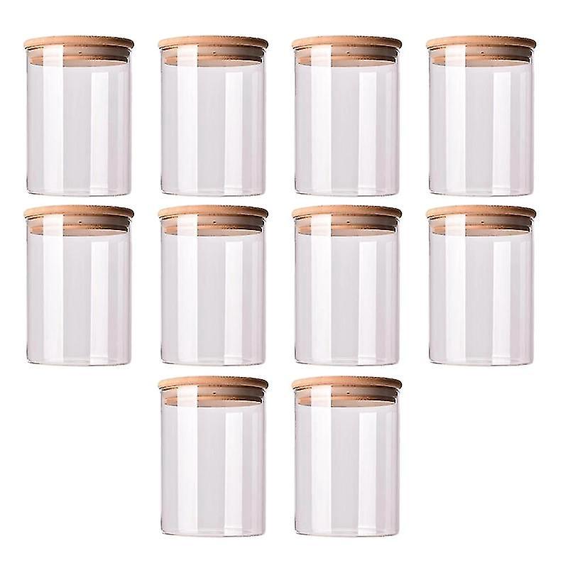 Set Aus 10 Glasbehältern Mit Deckeln Aus Bambusholz, Luftdichte Behälter Für Die Aufbewahrung In Der Küche, Gläser, Lebensmittelbehälter, Teekannen Usw.