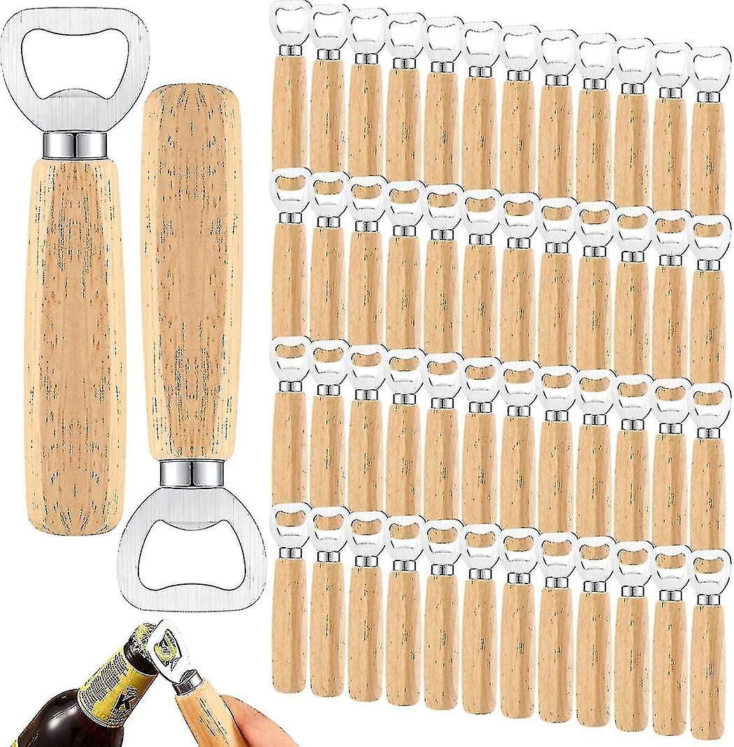 Geschenkset Mit 50 Robusten Und Tragbaren Flaschenöffnern Aus Holz Und Edelstahl Für Barkeeper Und Barkeeper, Inklusive Eines Gravierten Apfelweinflaschenöffners.