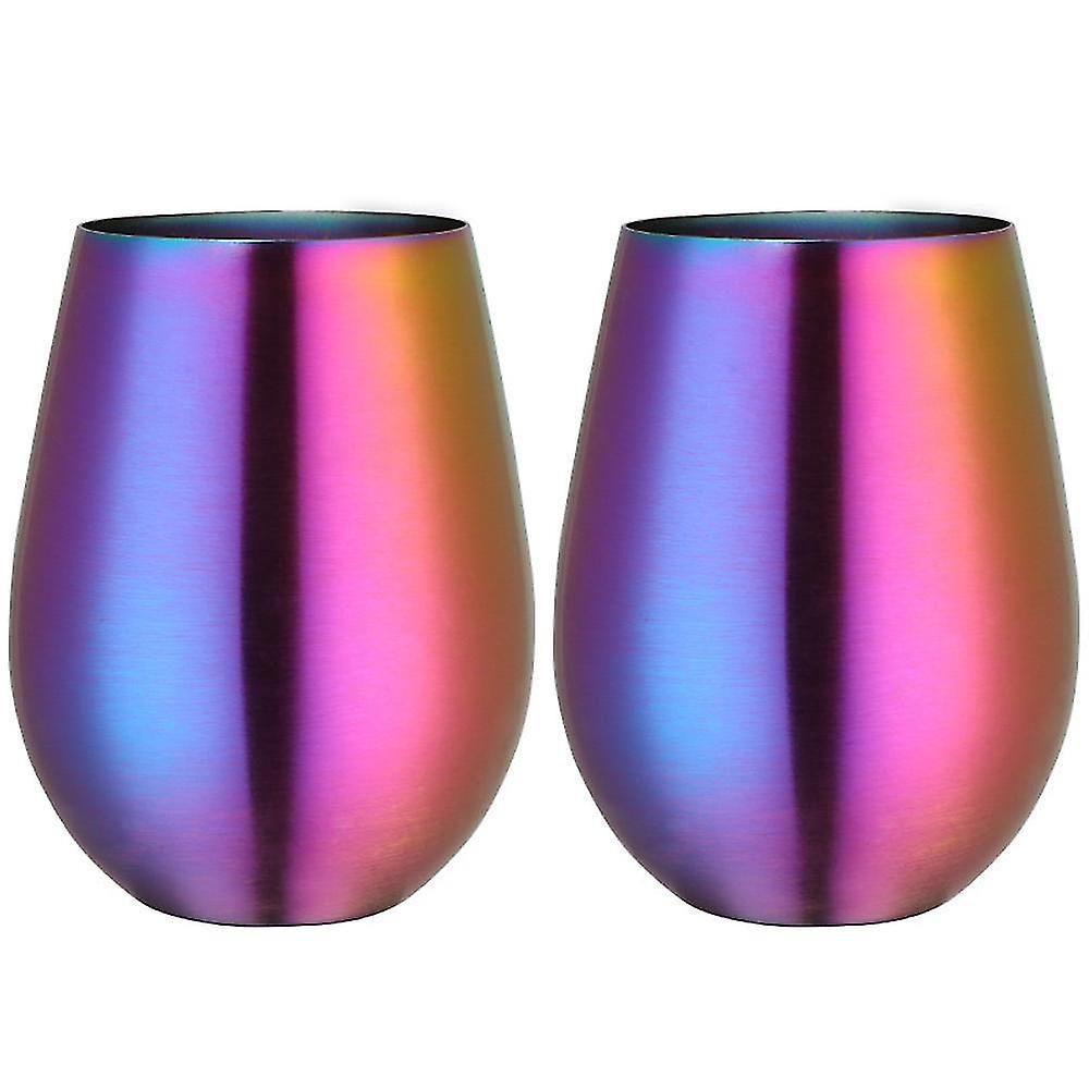 Stielloses Weinglas Aus Edelstahl, Tragbarer Weinbecher Für Draußen – 2er-set Metallgläser – Symphony