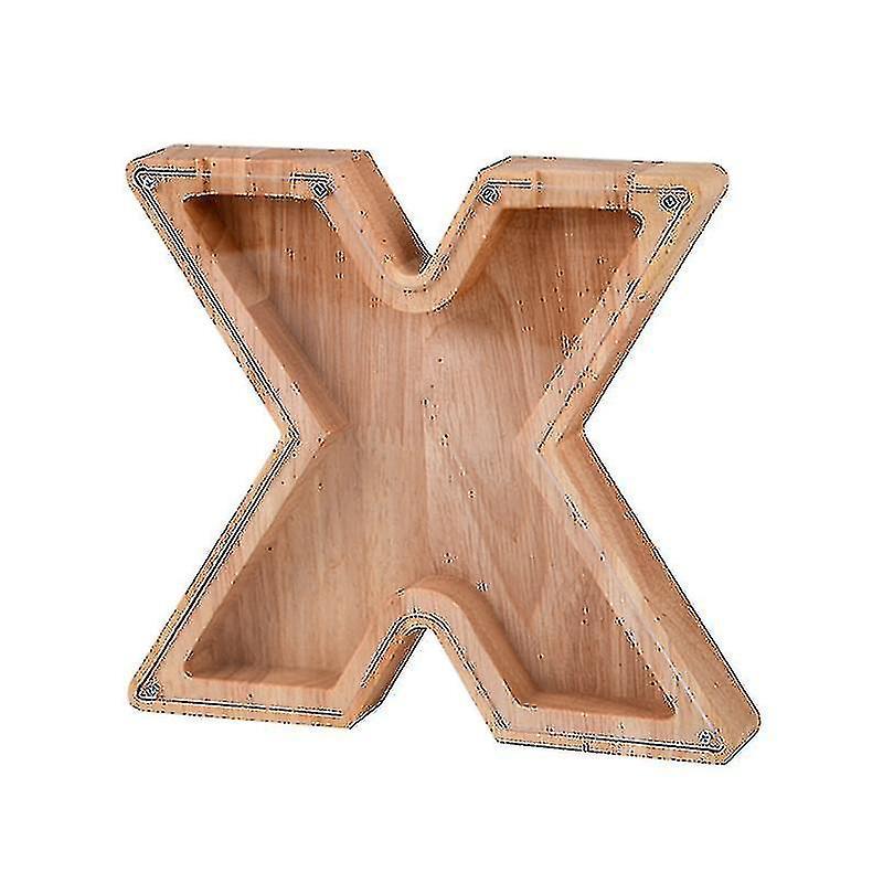 Holz-sparschwein Mit Alphabet – Buchstaben – Kinder-sparschwein – Münzbox – X