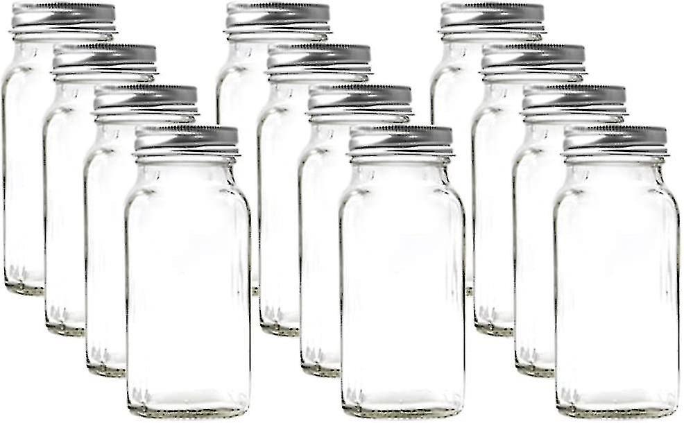 Quadratisches Gewürzglas (120 Ml / 4 Oz) Mit Silbernem Deckel, Streuern Und Etiketten.