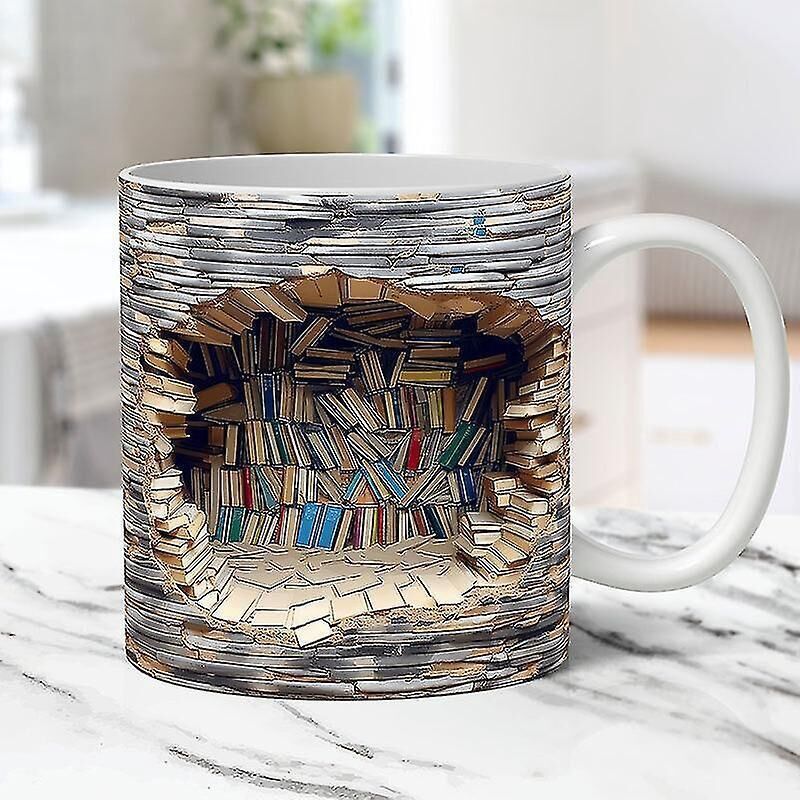 3d-bibliotheksbecher, Bücherregalbecher, Kreativer 3d-effekt-bibliotheksbecher, Kaffeebecher Für Bücherliebhaber, Bibliothekarbecher, Geschenk Für Leseratten