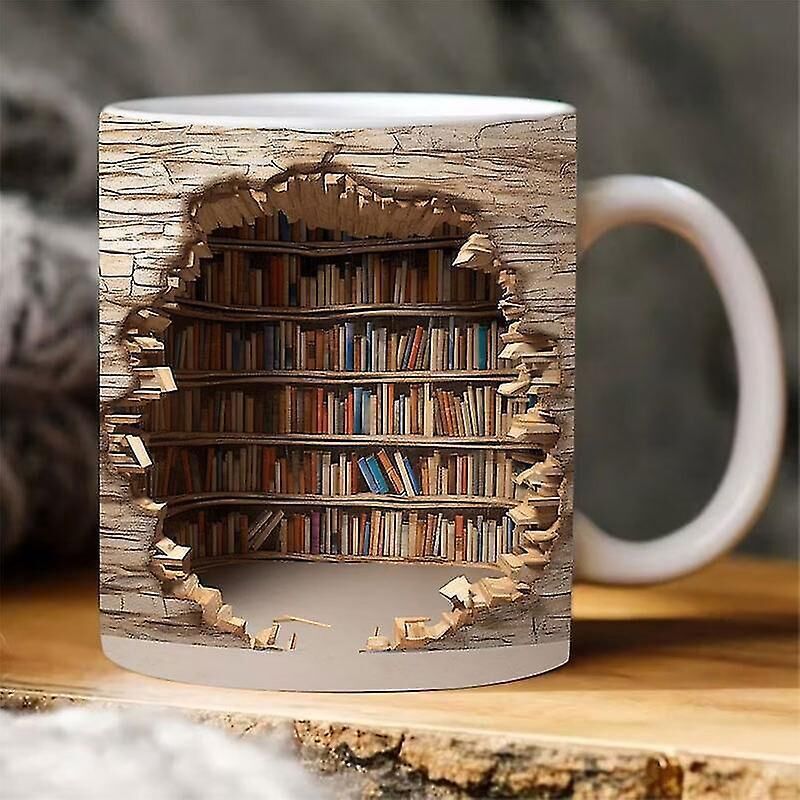 3d-bibliotheksbecher, Bibliotheksregalbecher, Kreativer 3d-effekt-bibliotheksbecher, Kaffeebecher Für Bücherliebhaber, Bibliothekarbecher, Ein Geschenk Für Leser.