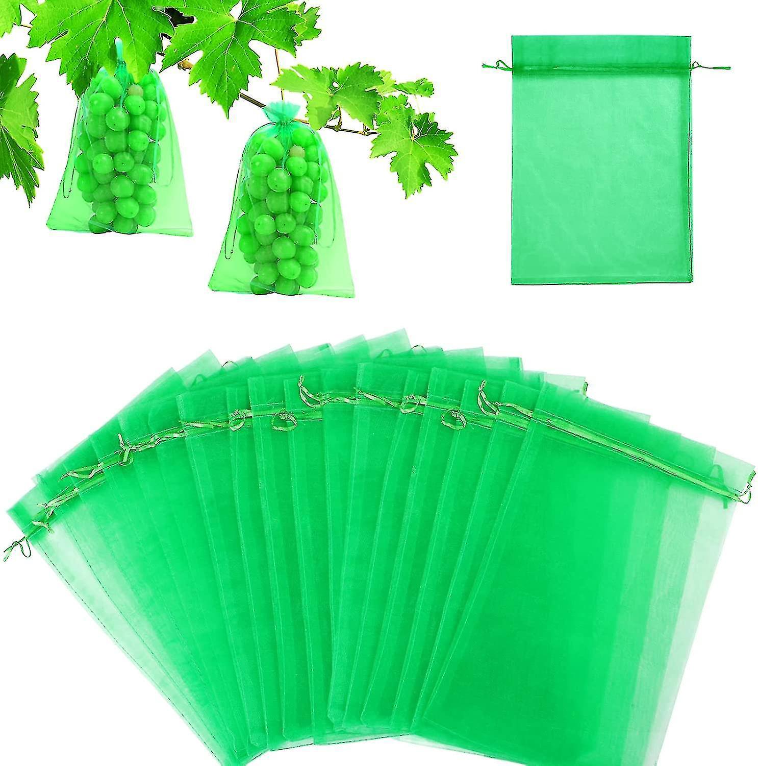 100 Schutzhüllen Für Obst, Trauben Und Garten Aus Organza Mit Wespensicherem Kordelzug – 20 X 30 Cm