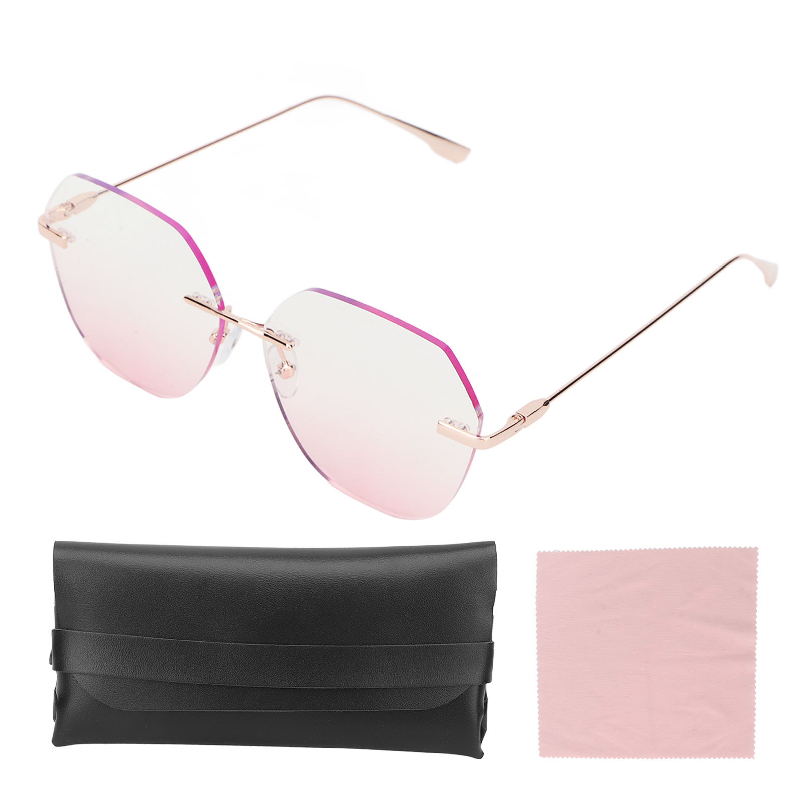 Elegante Arbeitsbrille Mit Blaulichtfilter Für Damen, Randloser Goldrahmen, Ideal Für Büro Und Termine.