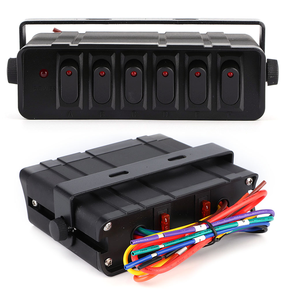 6-fach Wippschalterkasten Mit Roter Kontrollleuchte, 12–24 V, Universell Für Auto, Wohnmobil, Boot