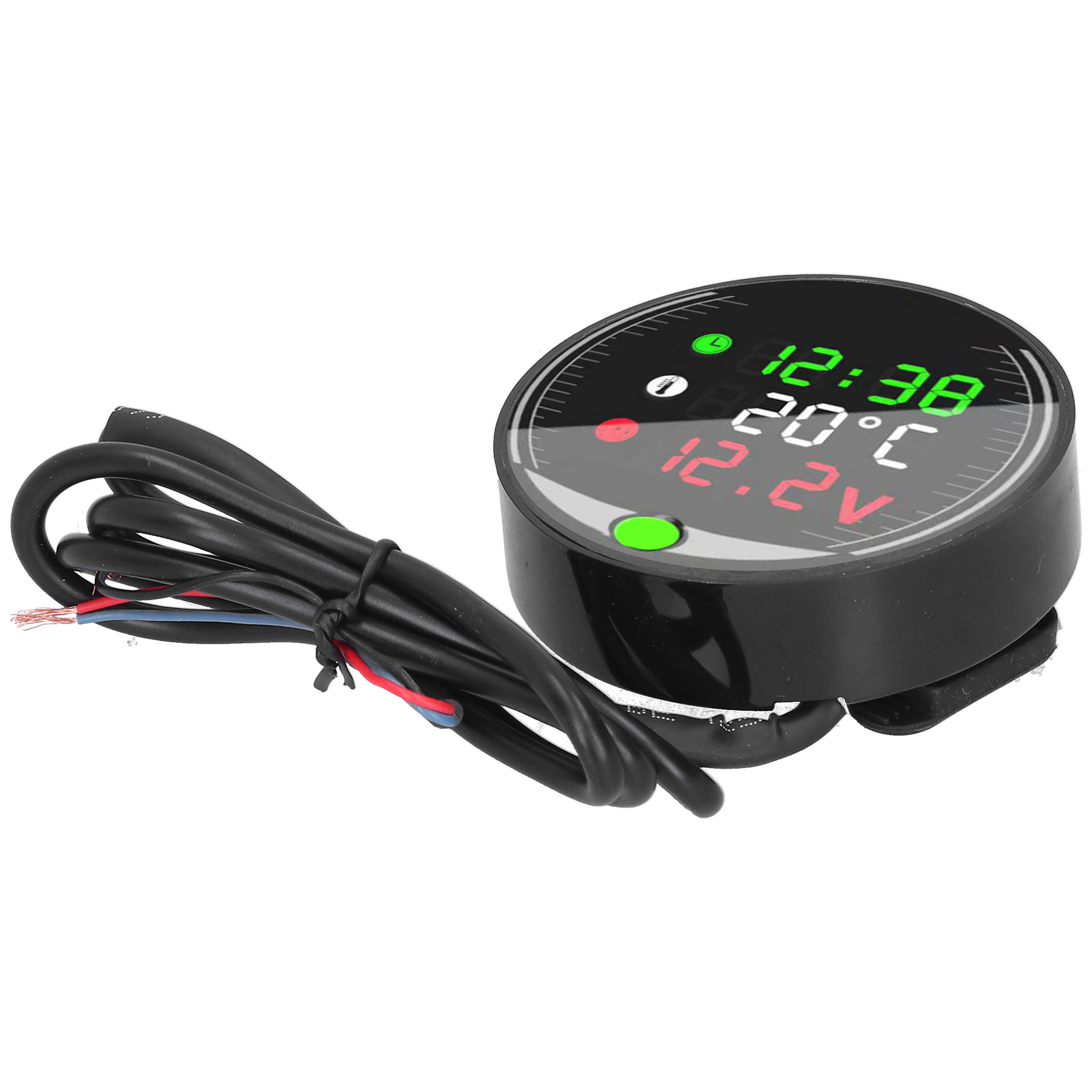 Universelles Led-motorradvoltmeter 9-24v Mit Thermometer Und Stoppuhr