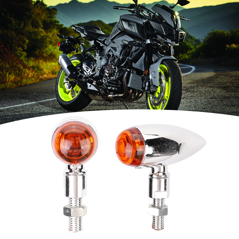 2-teiliges Blinkerset Im Bullet-stil Für Motorräder – Zubehör Zur Scheinwerfermodifikation, Silber-gelbe Abdeckung