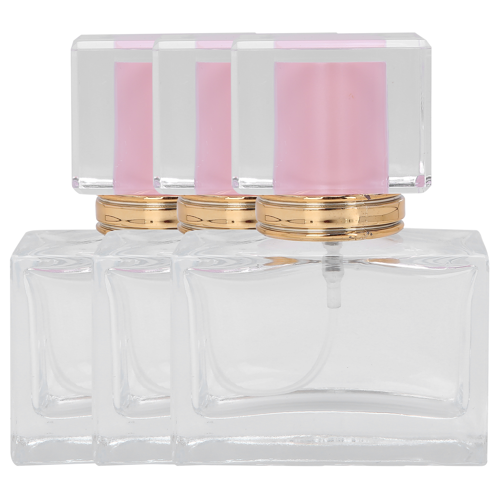 3-teiliges Set: Leere Glasparfümflasche, Rosa, Nachfüllbarer Zerstäuber Für Make-up