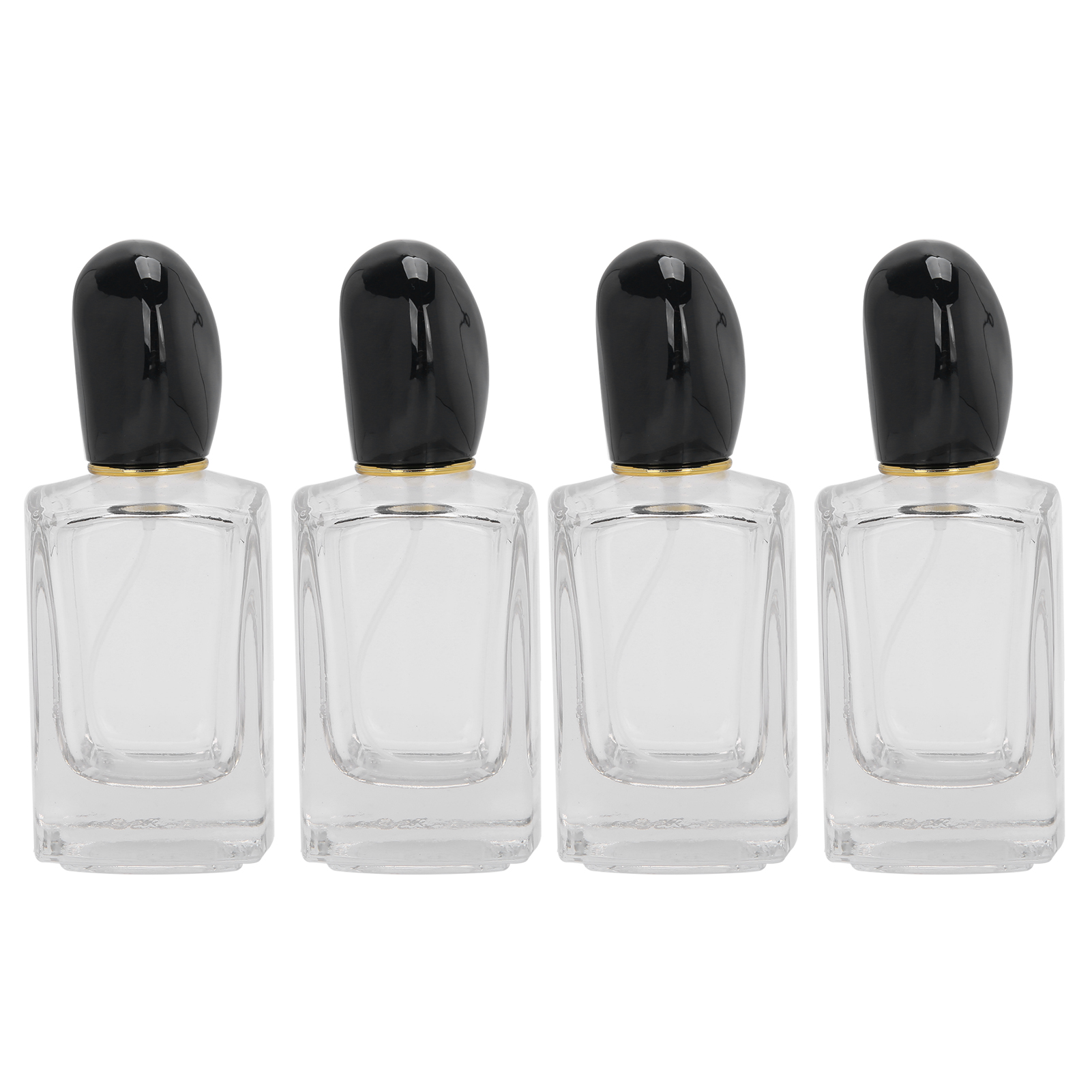 4-teiliges Set Leerer 50-ml-glasparfümfläschchen Mit Zerstäuber Und Schwarzem Verschluss – Wiederbefüllbar