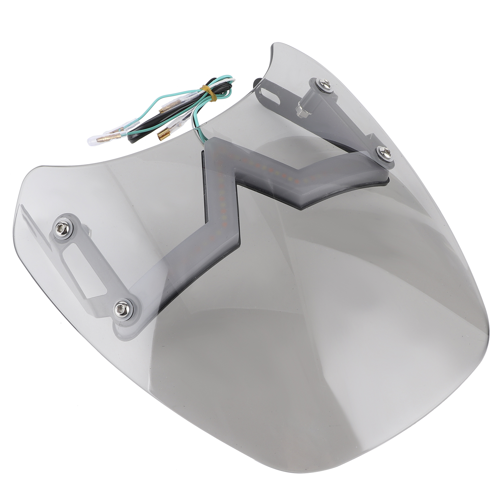 Universelle 5-7 Zoll Motorrad-windschutzscheibe Mit Led-blinkern, Grau