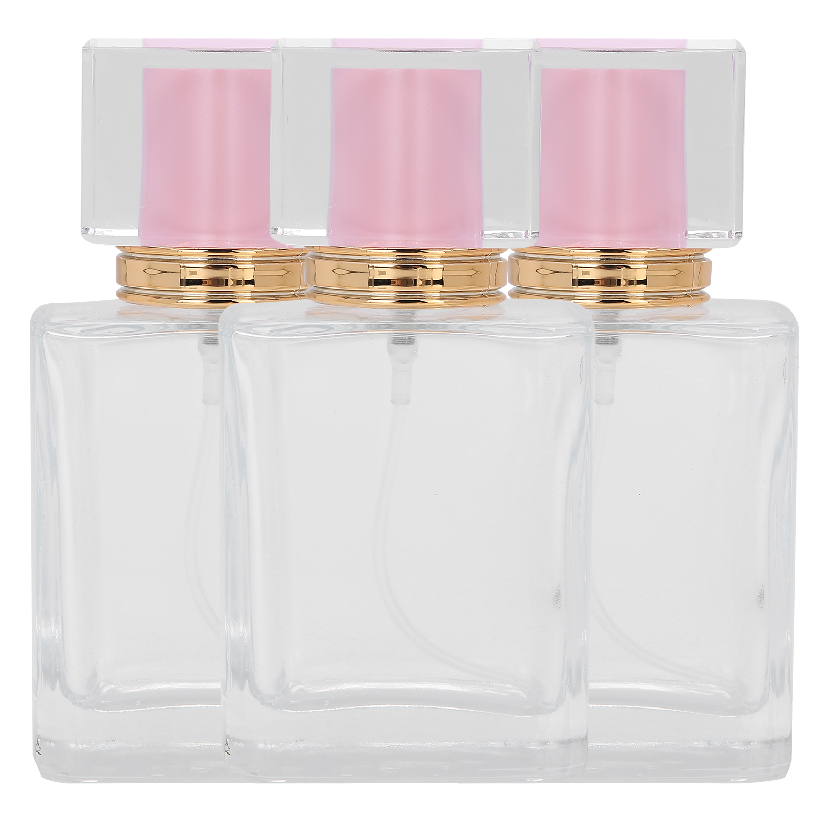 50 Ml Wiederbefüllbare, Durchsichtige Glasparfümflasche Mit Leerer, Rosafarbener Sprühdüse