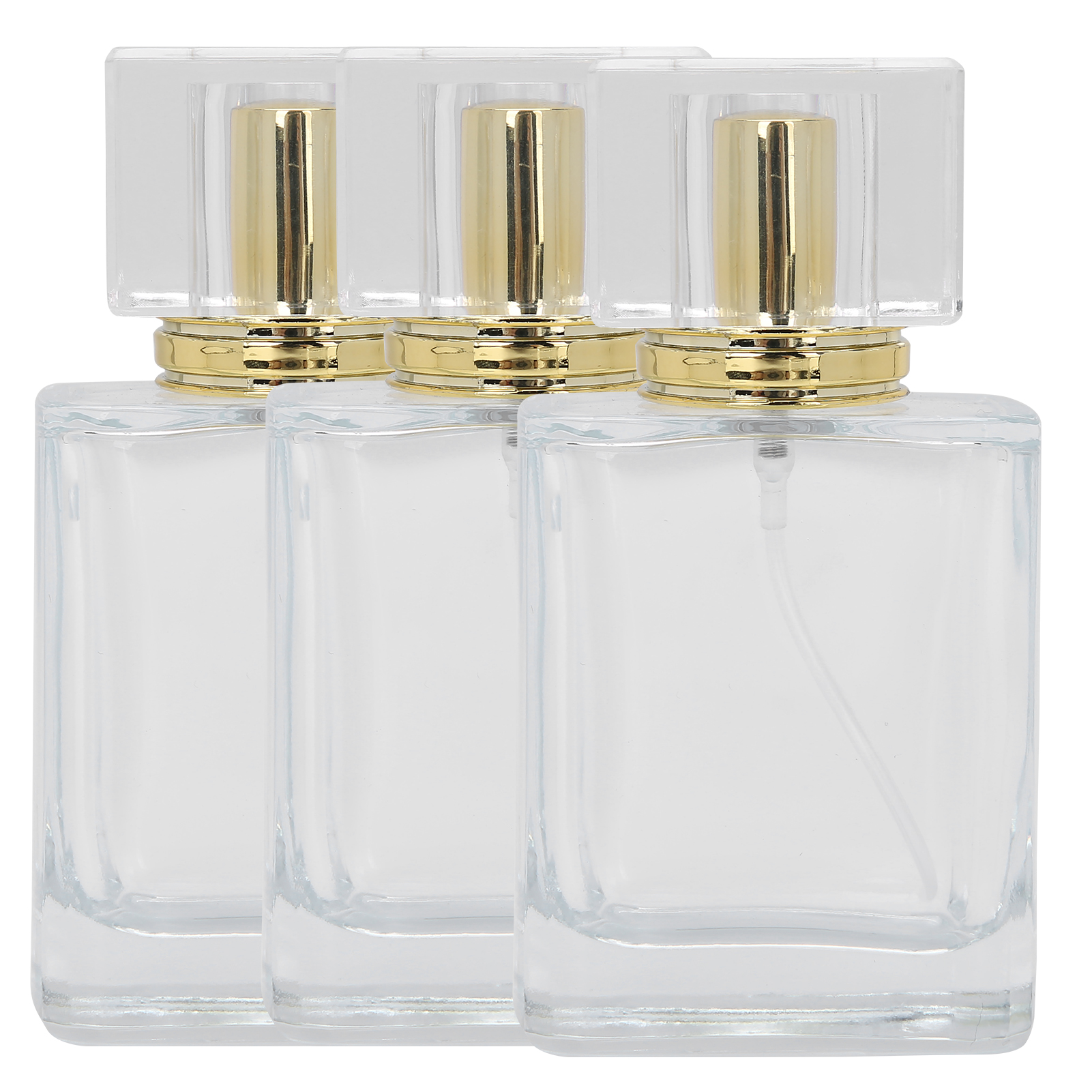 50 Ml Nachfüllbare, Durchsichtige Glasparfümflasche Mit Goldener Sprühdüse – Leerer Zerstäuber Für Flüssigkeiten