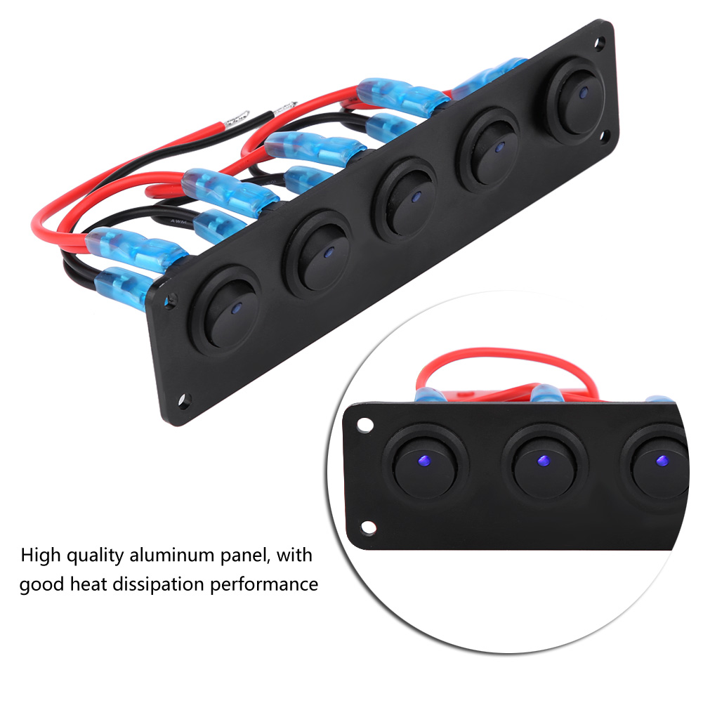 5-tasten-wippschalterpanel Mit Blauer Led-beleuchtung, 12–24 V, Für Wohnmobile, Boote Und Yachten