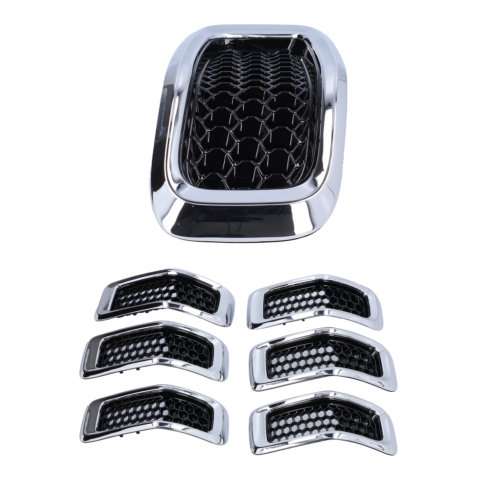 7-teiliger Frontgrill-einsatz/schutzgitter Für Jeep Cherokee 2014-2018, Chromrahmen
