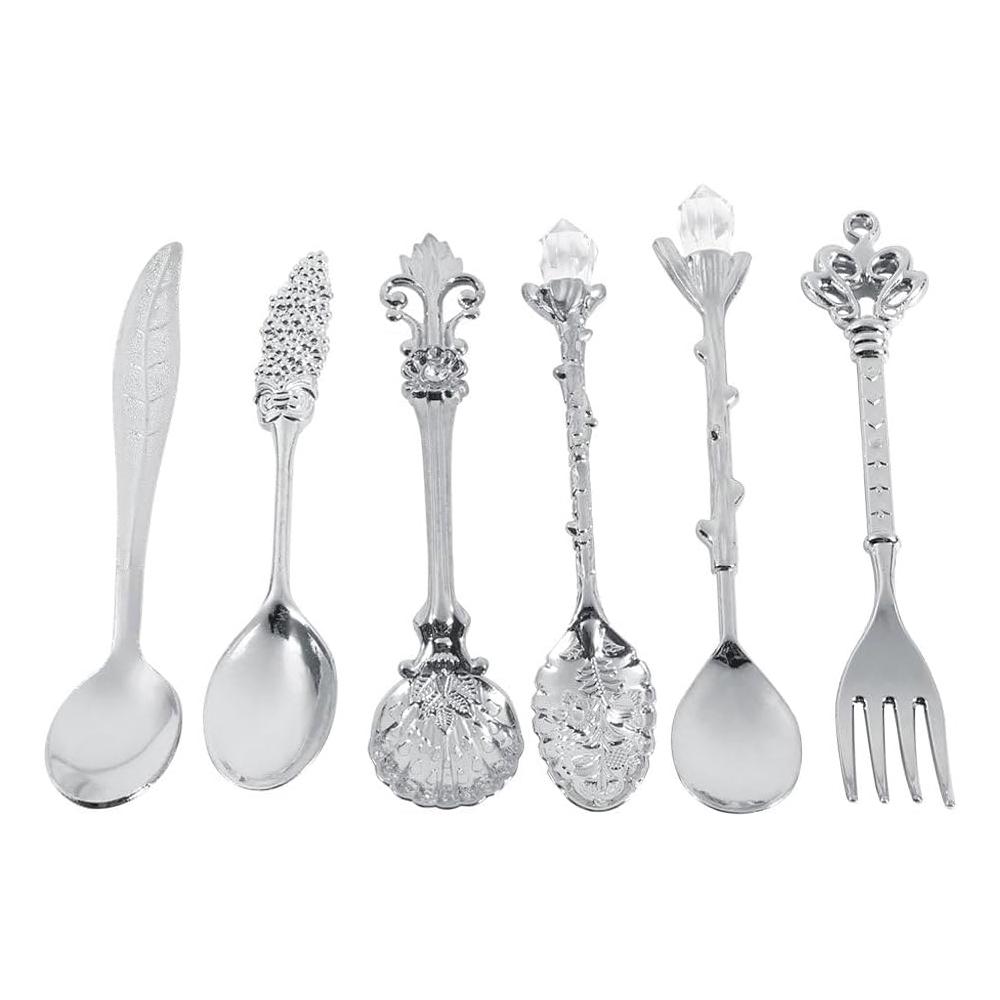 Vintage-dessertlöffel Aus Metall, Miniatur-kaffeelöffel Und -gabeln, Besteckset Für Obst, Milch Und Desserts, Küchen- Und Esszimmerutensilien