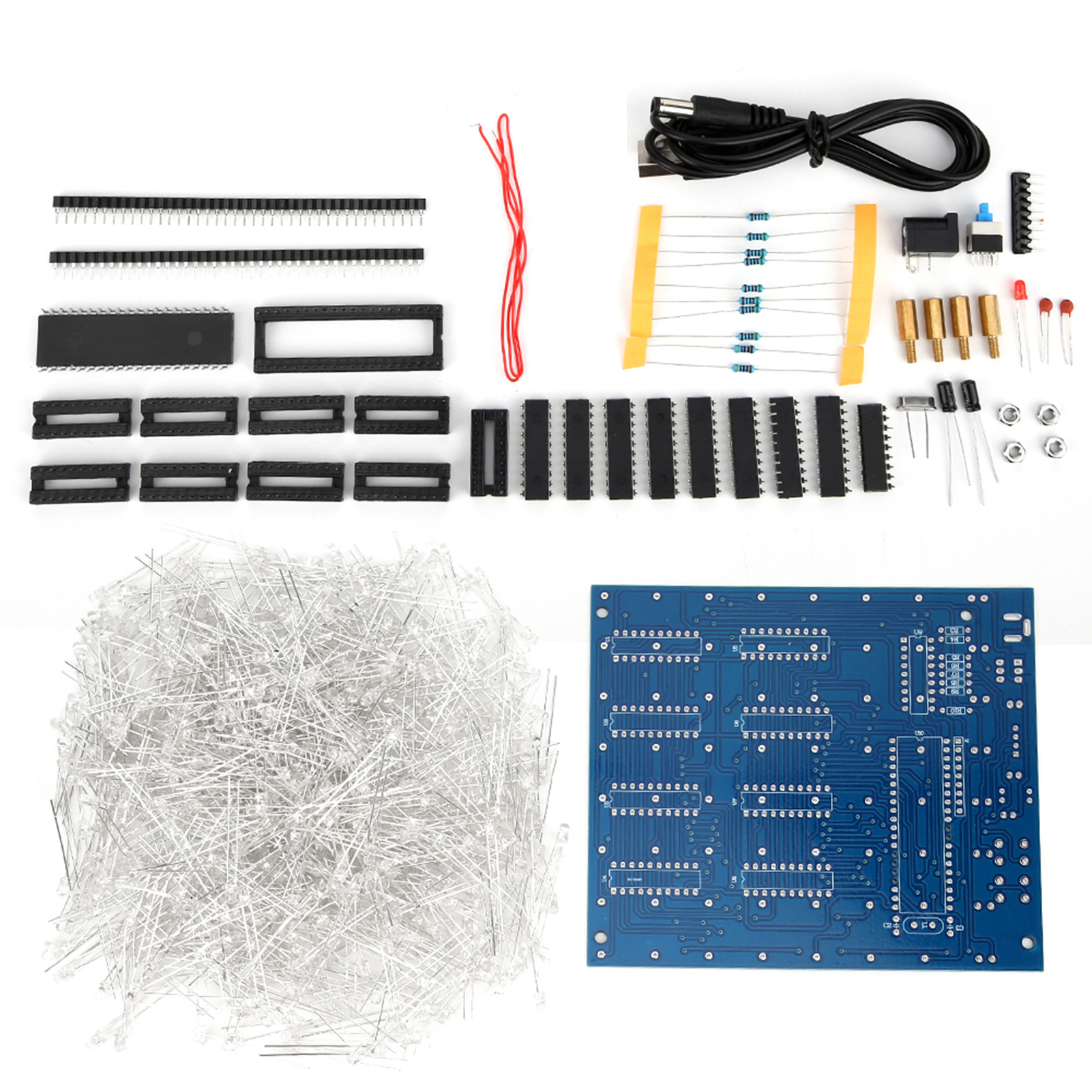 Diy-led-beleuchtungsset Mit Stabiler 3d-gedruckter Leiterplatte Für 8x8x8 Cm Würfel