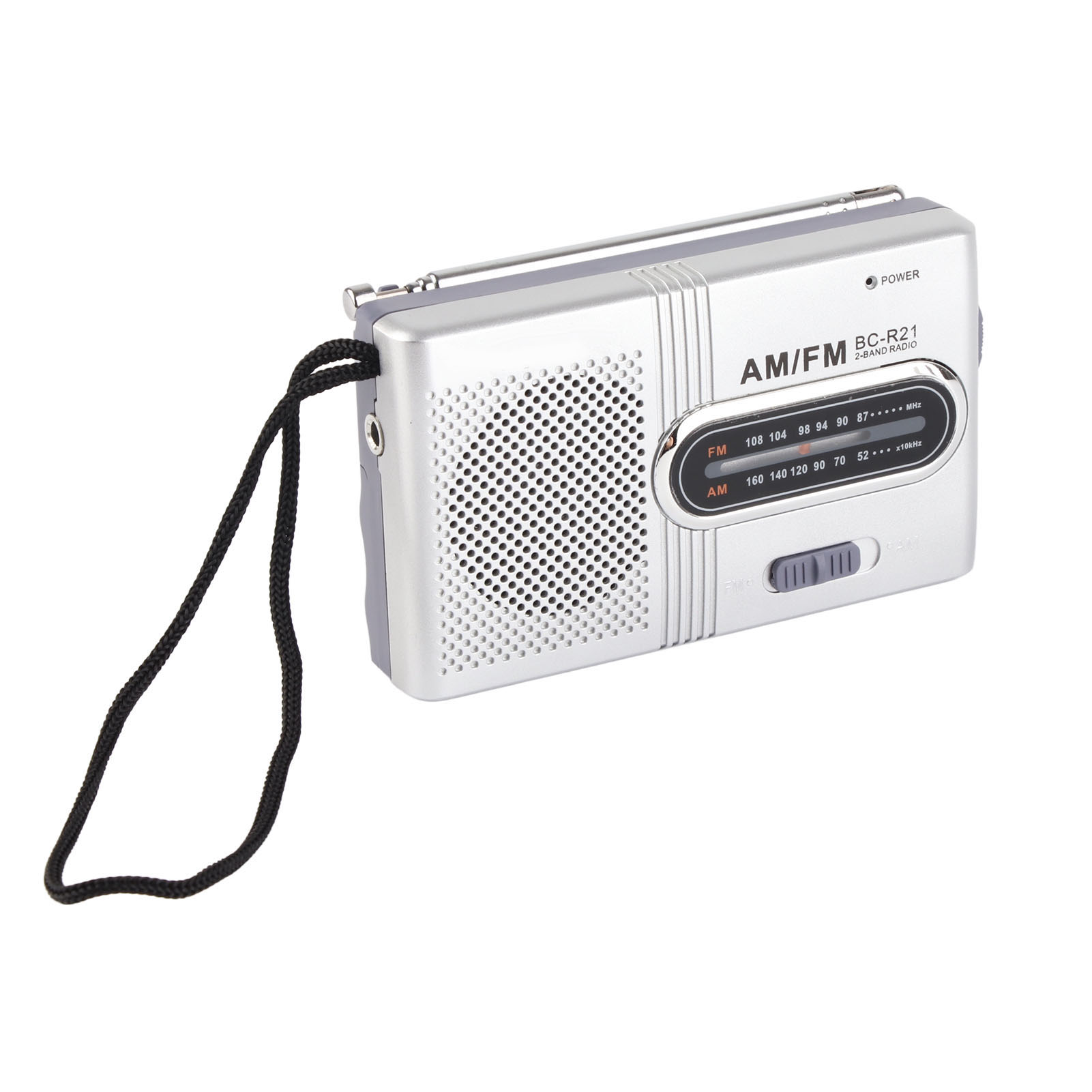 Tragbares 5-watt-fm/am-radio Mit Lautsprecher Und Langer Akkulaufzeit Für Zuhause Und Unterwegs, Kopfhöreranschluss, Silbergrau