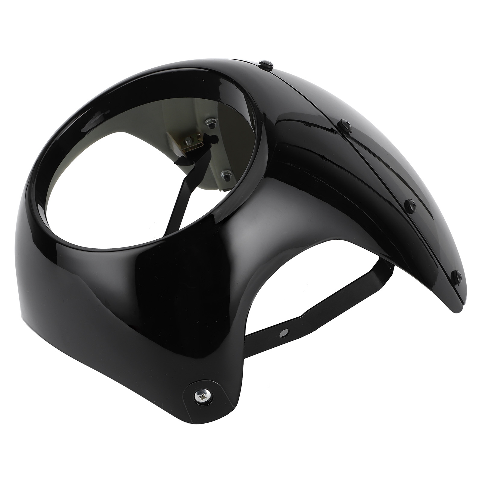 7-zoll-universal-motorrad-windschutzscheibenabweiser, Glänzend Schwarz Mit Schwarzer Linse