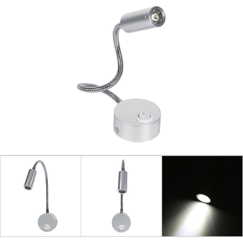 1w Kaltweiße Led-leselampe Mit Flexiblem Hals Und Ein-/ausschalter, Für Schreibtisch Und Nachttisch (ac85-265v)