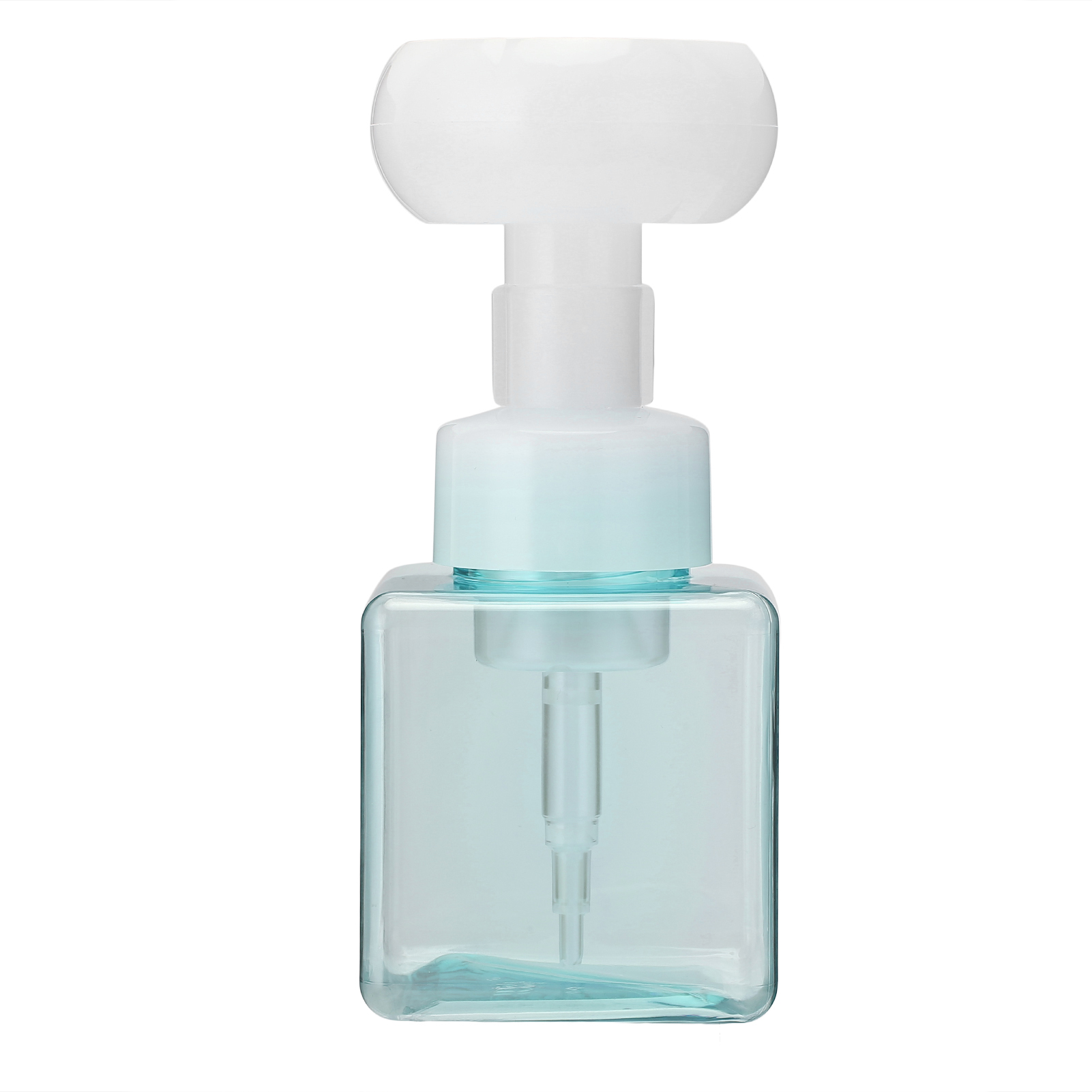 250 Ml Wiederbefüllbare Pumpflasche Für Seifenschaum, Transparente Blaue Blütenform, Ideal Für Reisen.