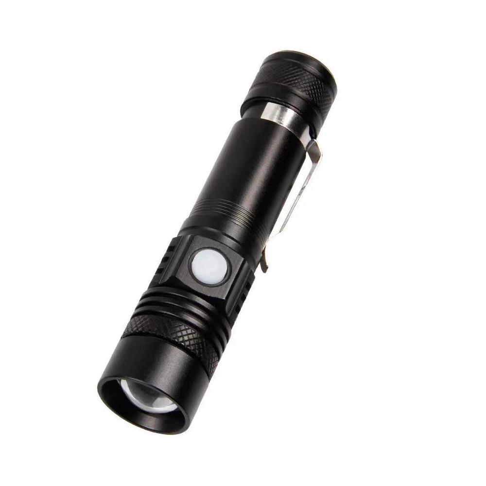 Wiederaufladbare, Per Usb Aufladbare Teleskop-taschenlampe, Leistungsstarkes Fernlicht, Robuste Aluminiumlegierung, Wasserdicht, Gürtelclip Für Radfahren/wandern/camping, Notfall-taschenlampe