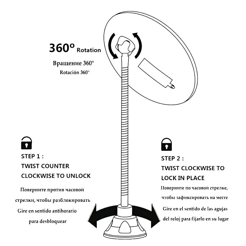 Led-schminkspiegel Mit Saugnapf, 360° Drehbarem Und Flexiblem Hals, 10-facher Vergrößerung Für Reisen Und Badezimmer