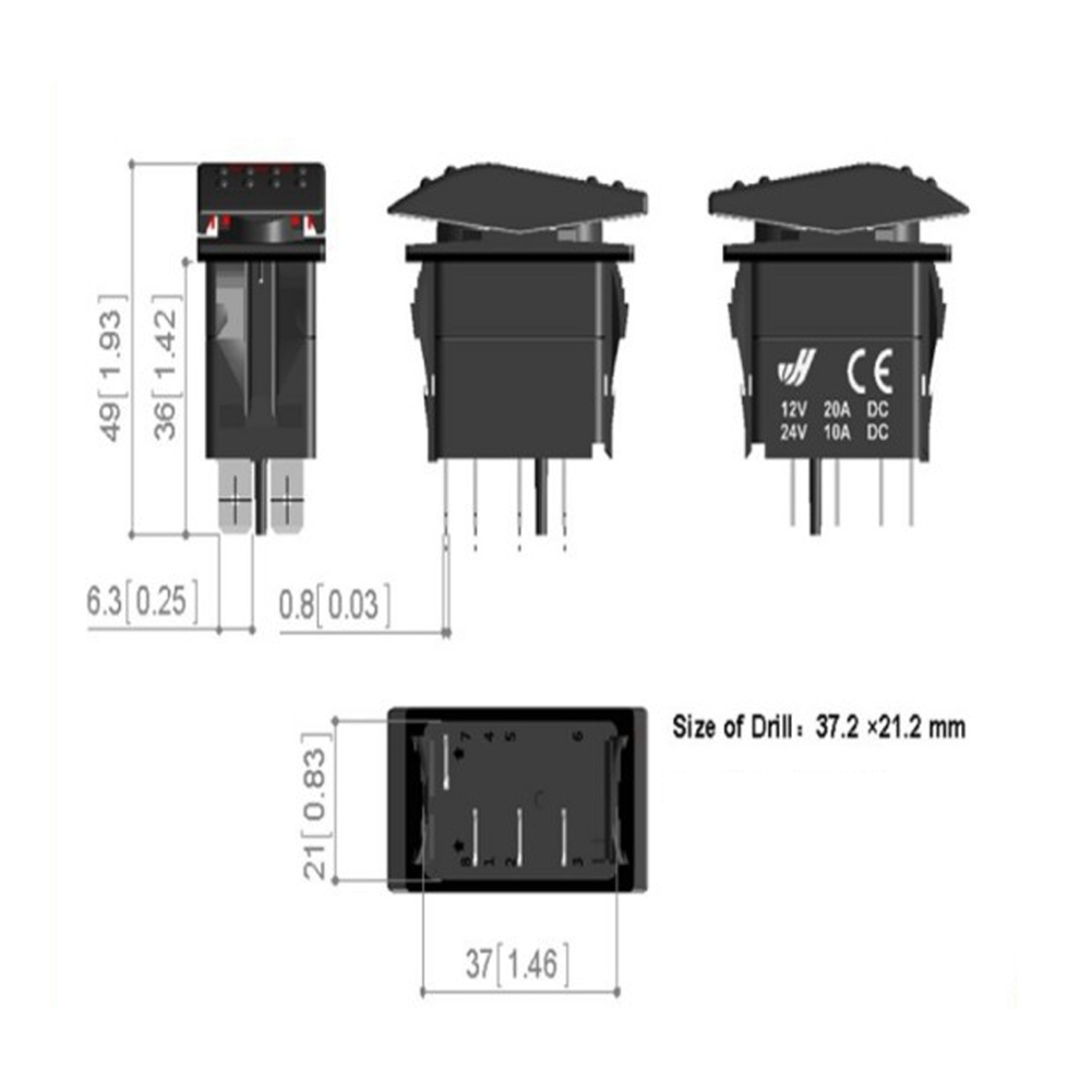 12v-24v 3-poliger Ein/aus-wippschalter Für Auto, Wohnmobil, Boot, Schiff