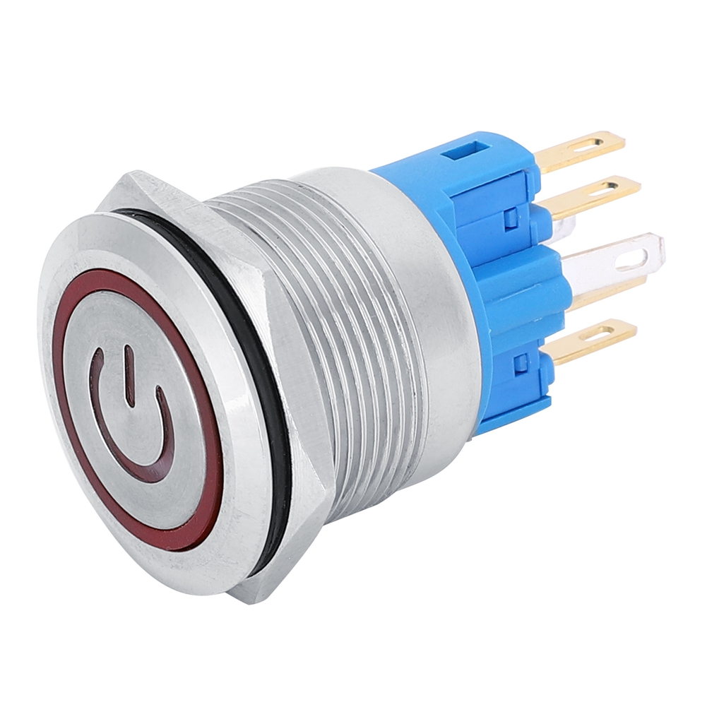 2-teiliger Drucktaster, 22 Mm, Edelstahl, Ip65, Dc 12–24 V, 6-poliger Schalter Mit Rotem Signal
