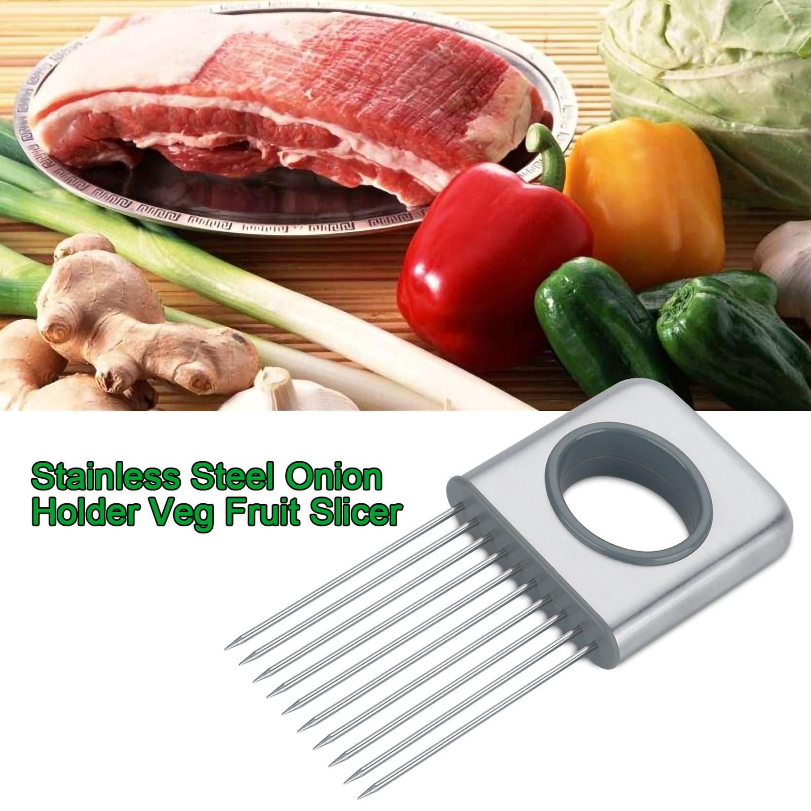 Zwiebelhalter Aus Edelstahl Mit 10 Zinken – Multifunktionaler Gemüseschneider, Hobel Und Schäler Für Obst, Fleisch Und Gemüse
