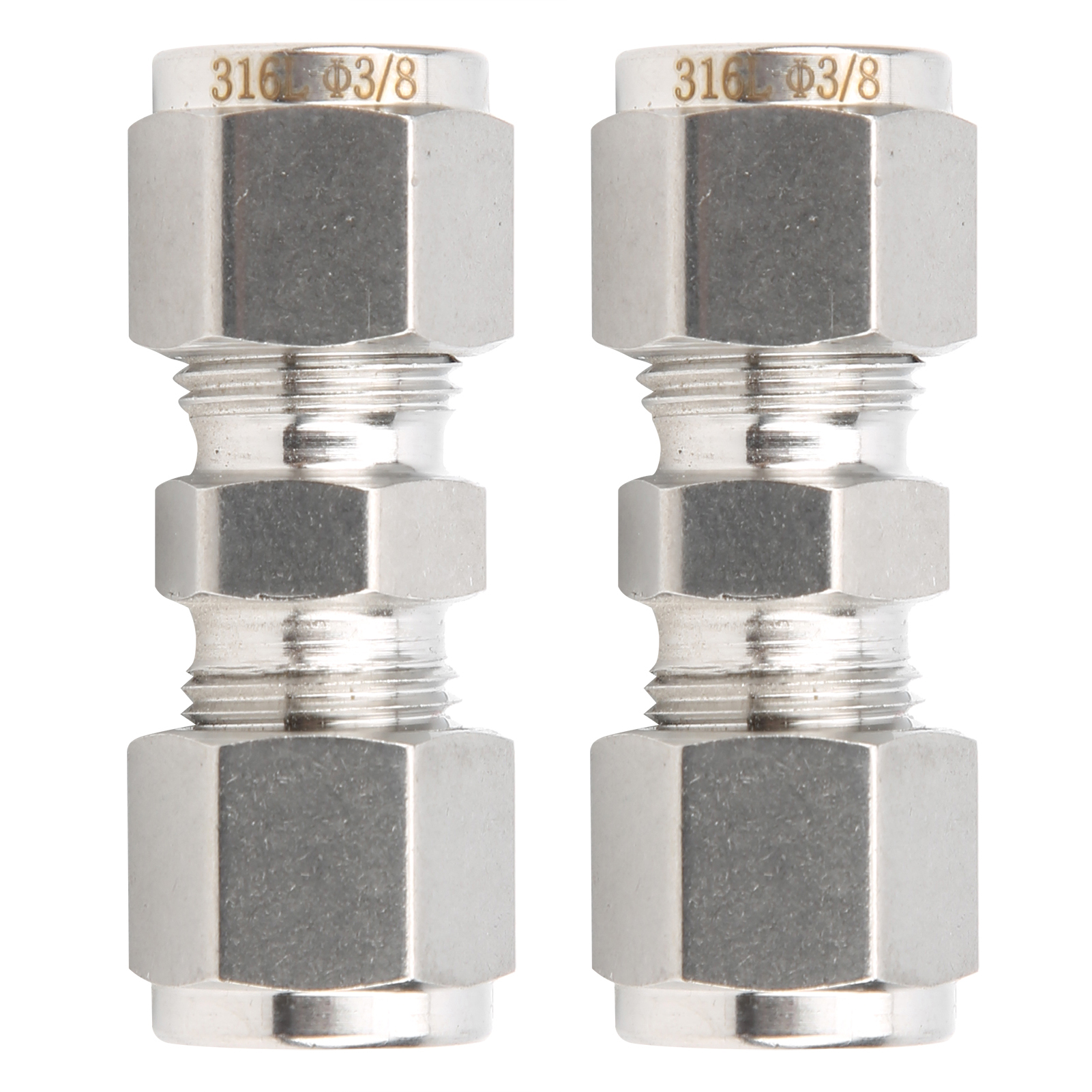 Stück Kompressionsverschraubung Aus Edelstahl 316, Doppelring-geradeadapter Für Schlauch (3/8" Durchmesser)