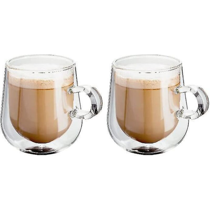 Doppelwandige Glaskaffeetassen Mit Henkeln, 2er-set (50 Ml/150 Ml/280 Ml) - 280 Ml