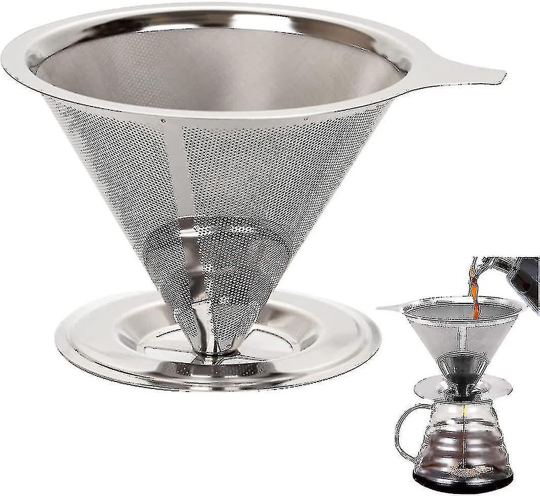 Kaffeefilter Aus Edelstahl, Wiederverwendbarer Konischer Kaffeefilterhalter, Permanent-kaffeefilter, Kaffeefilterhalter Aus Metall Mit Papierloser Basis, Kaffeefilter Für...