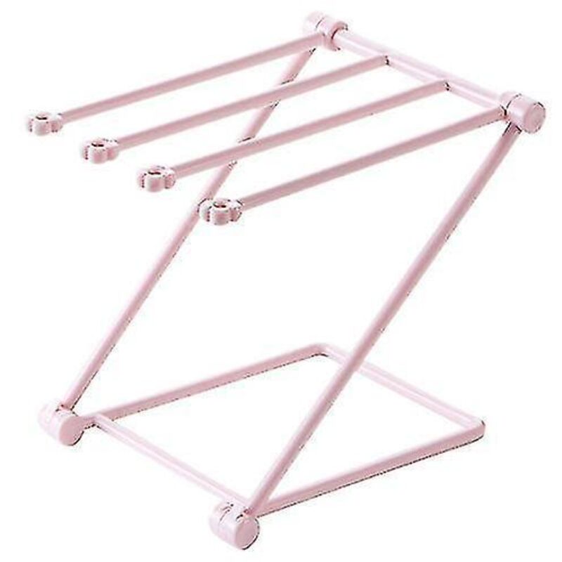 Klappbarer Handtuchhalter, Freistehender Handtuchständer, Handtuchtrockenständer, Küchenhandtuchhalter, 2er-set, Rosa