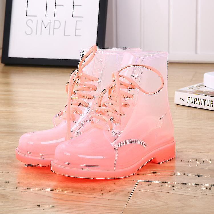 Damen-regenstiefel, Versandkostenfrei, Schnürstiefel, Wasserdicht, Transparent, Bonbonfarbe, Für Den Außenbereich – Größe 39 – Rosa